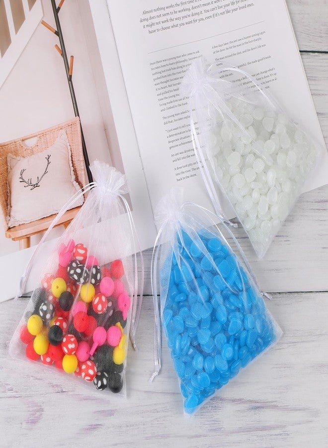 Teqooza Mini Organza Bag, 5 x 7 inch White Sheer Organza Jewelry Gift Bags, Party Favor Bags with Drawstring, Mesh Candy Bags for Wedding Halloween Christmas Party, 20 Pcs - Image 3